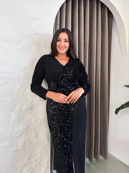 Kadife Payet Abiye Elbise