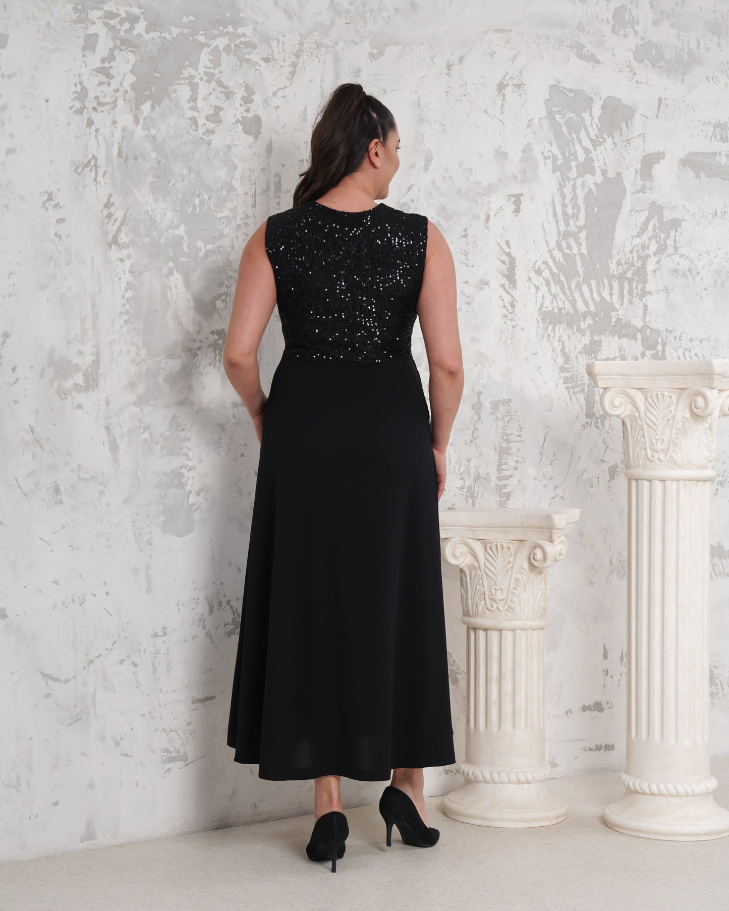 Sıfır Kol Üstü Payetli Abiye