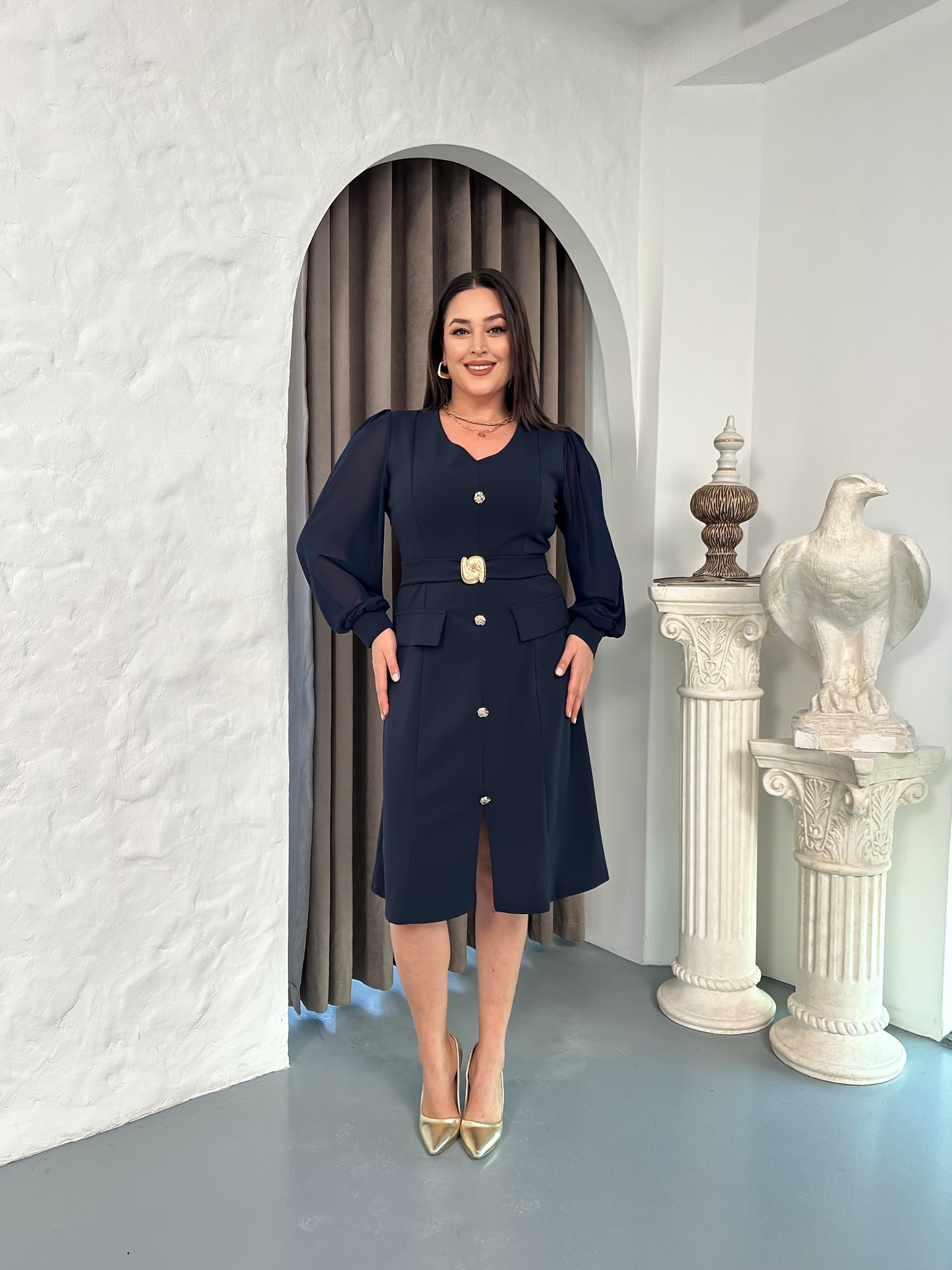 Kemer Detaylı Abiye Elbise