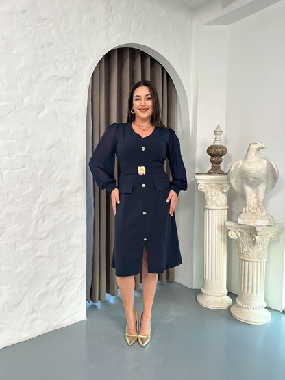 Kemer Detaylı Abiye Elbise