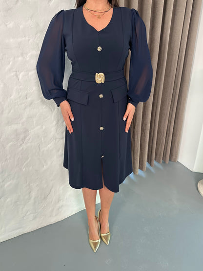 Kemer Detaylı Abiye Elbise