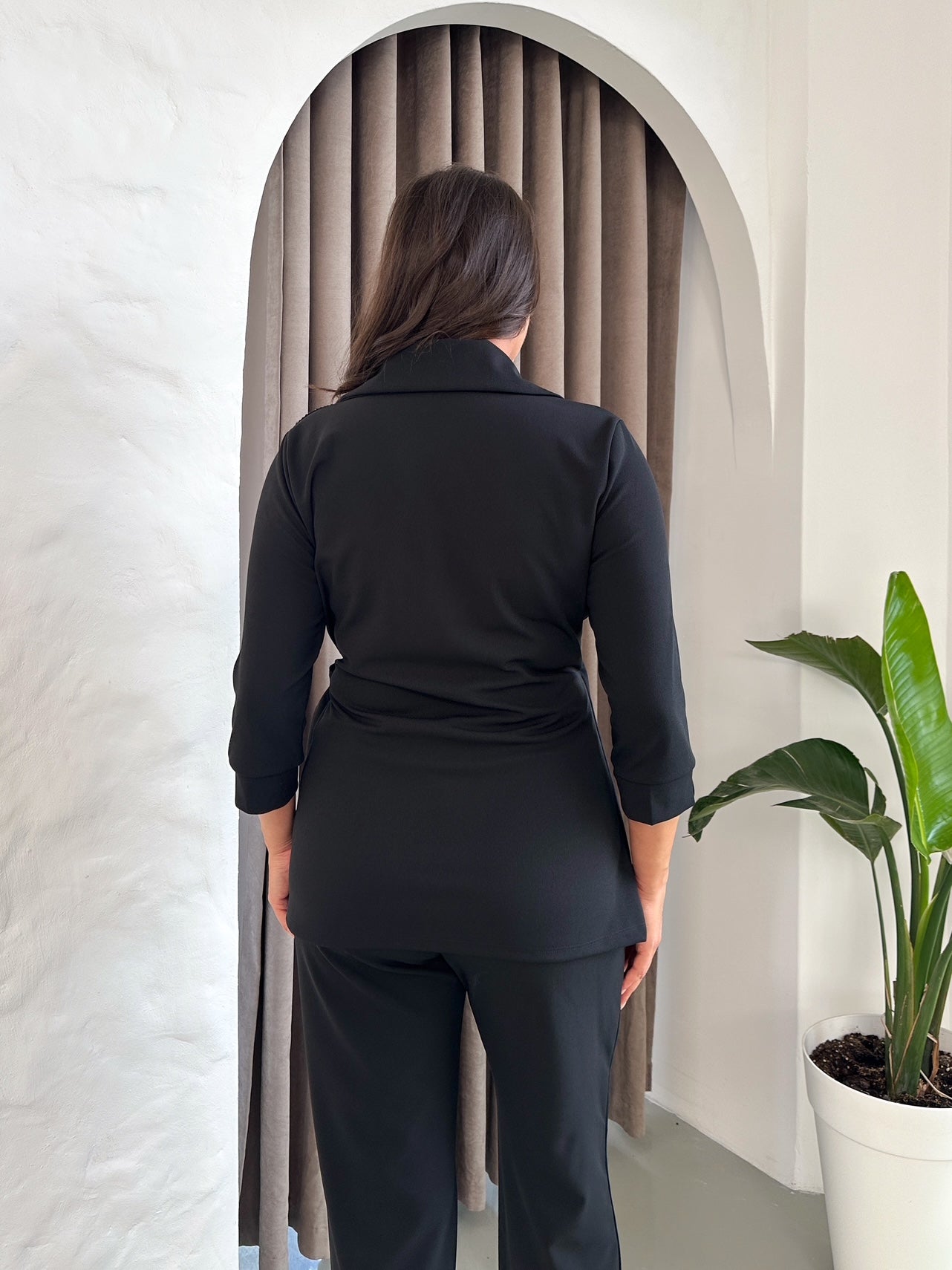 Yandan Payetli Uzun Kol Abiye Bluz