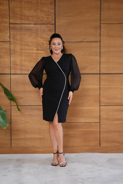 V Yaka Taş Şeritli Abiye Elbise