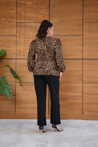 Leoparlı Taş Detaylı Abiye Takım