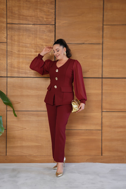 Çiçek Broş Detaylı Abiye Takım