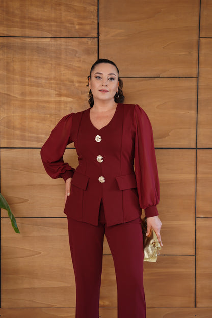 Çiçek Broş Detaylı Abiye Takım