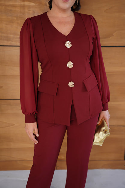 Çiçek Broş Detaylı Abiye Takım