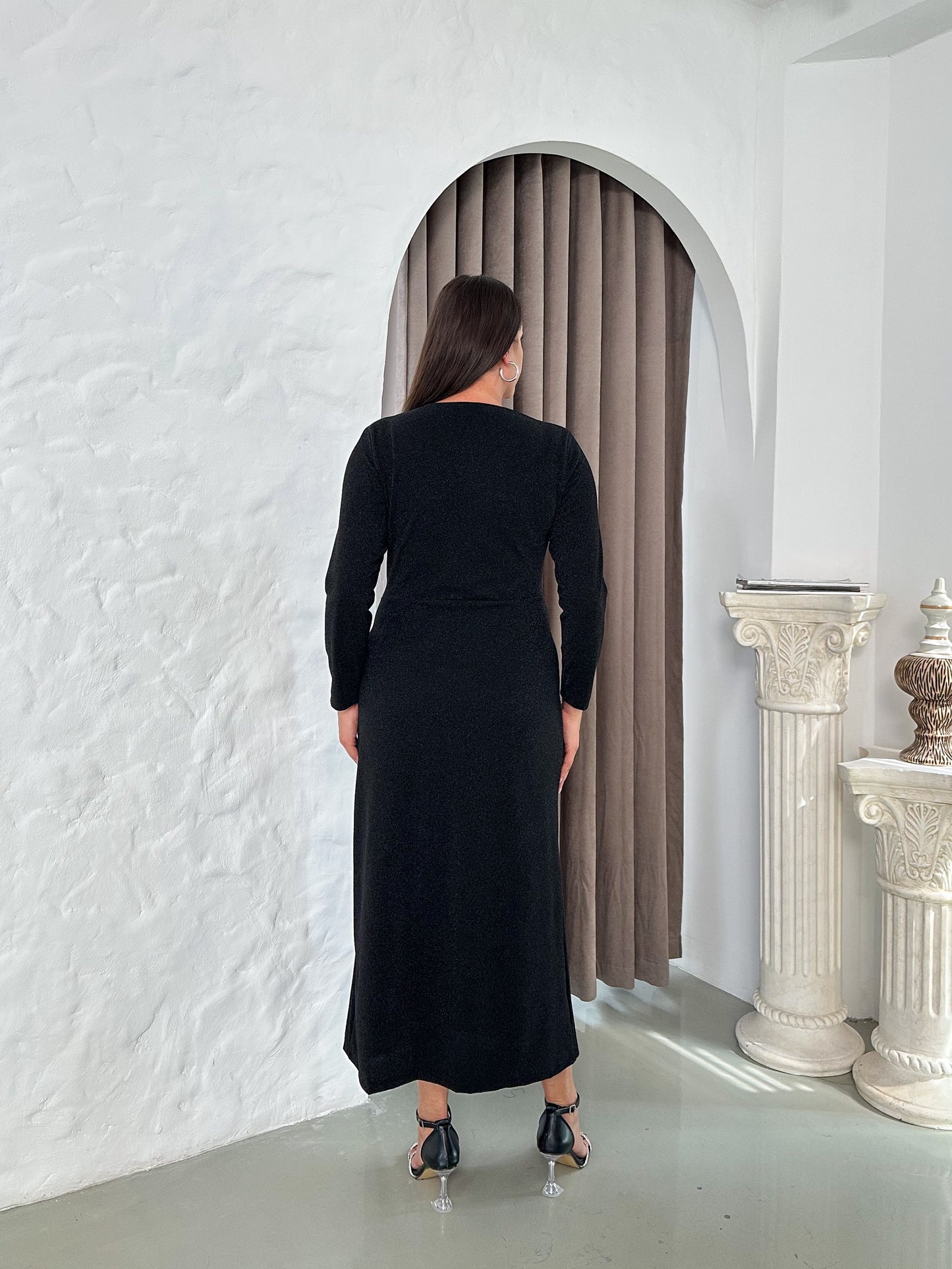 Buzzy Kumaş Taş Detaylı Abiye Elbise