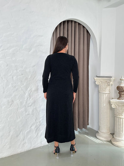 Buzzy Kumaş Taş Detaylı Abiye Elbise