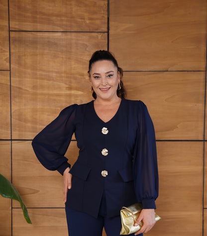 Çiçek Broş Detaylı Abiye Takım