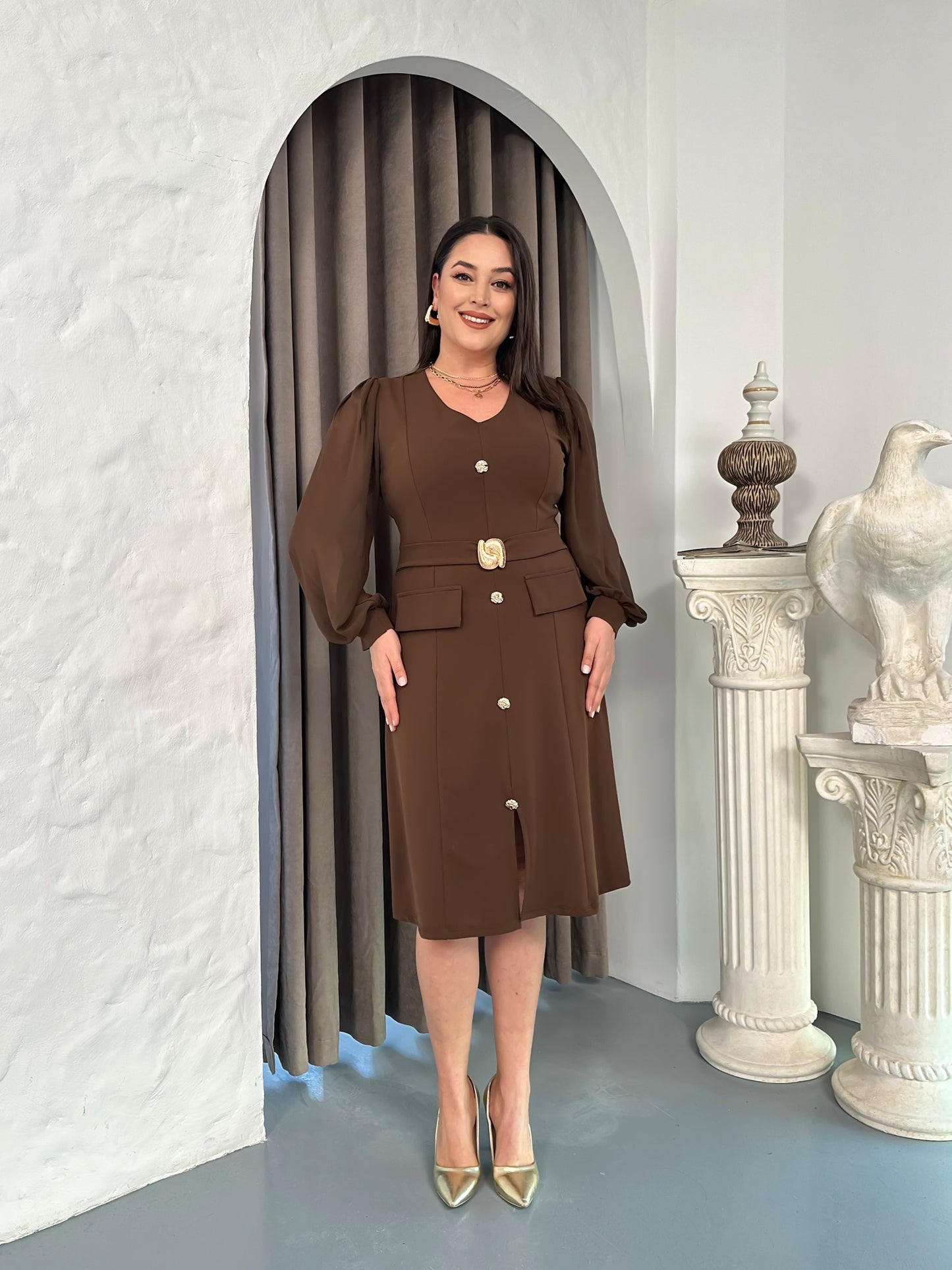 Kemer Detaylı Abiye Elbise