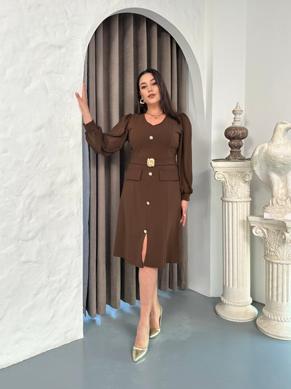 Kemer Detaylı Abiye Elbise