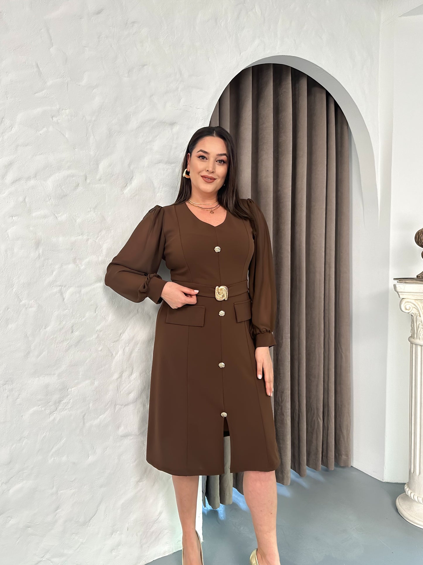 Kemer Detaylı Abiye Elbise