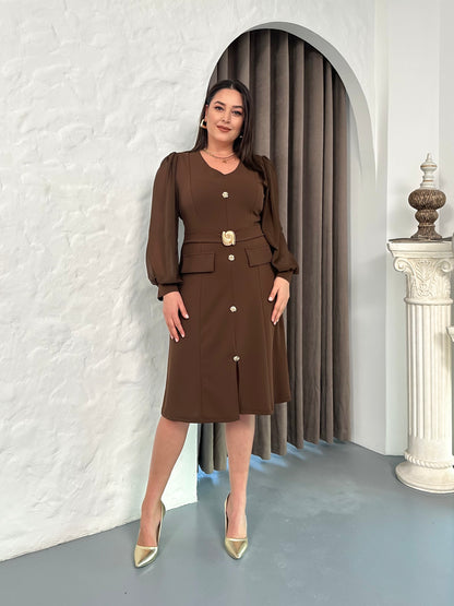 Kemer Detaylı Abiye Elbise