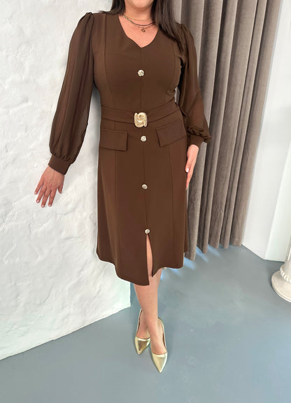 Kemer Detaylı Abiye Elbise