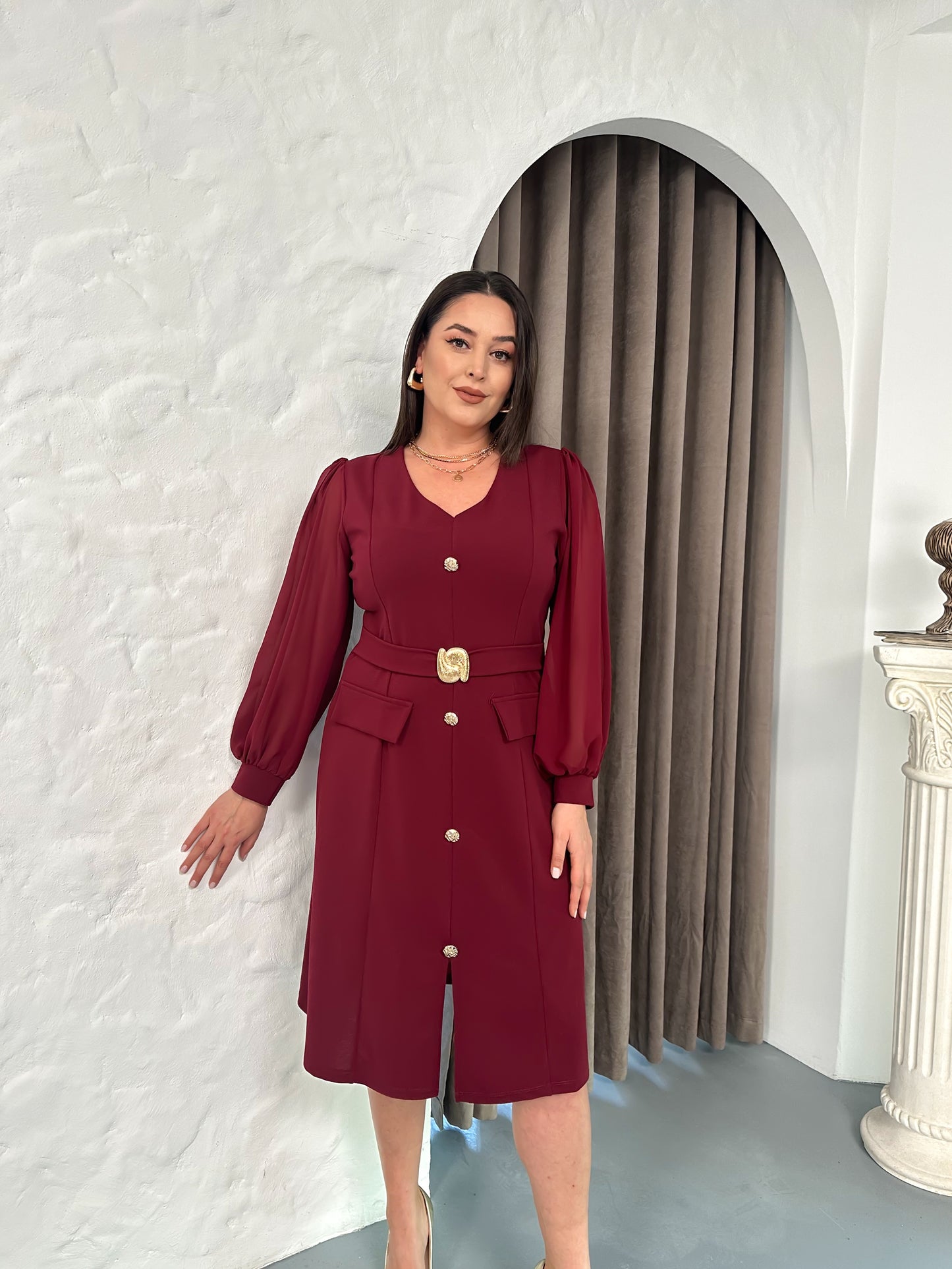 Kemer Detaylı Abiye Elbise