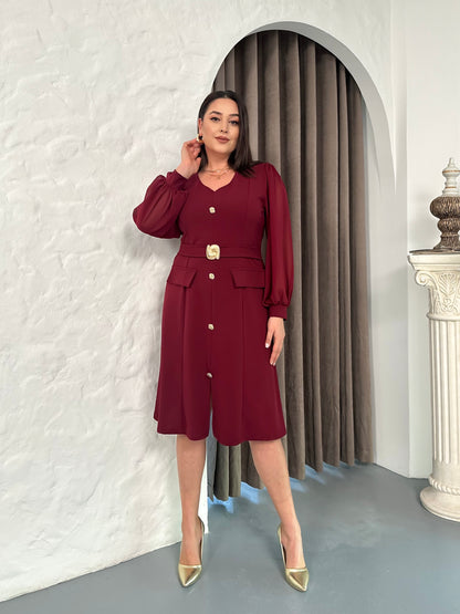 Kemer Detaylı Abiye Elbise