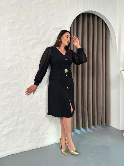 Kemer Detaylı Abiye Elbise