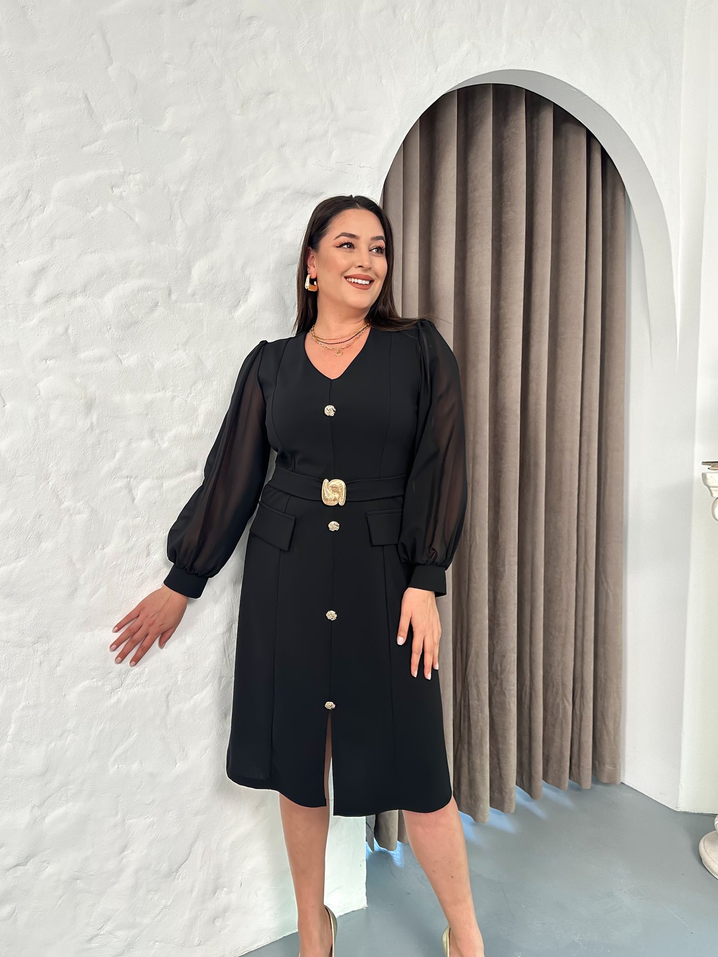 Kemer Detaylı Abiye Elbise