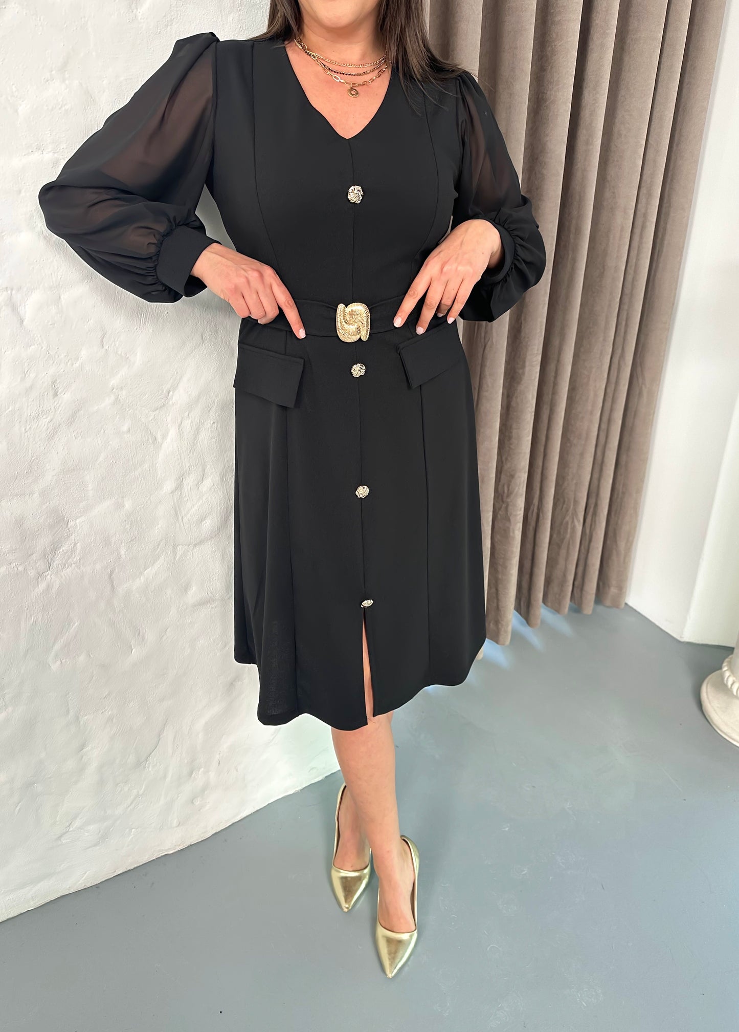 Kemer Detaylı Abiye Elbise